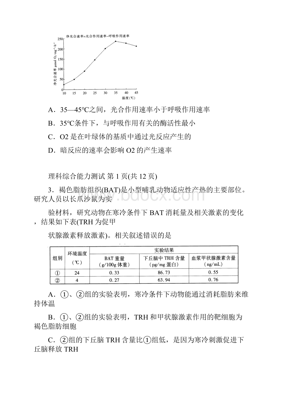 份厦门市质检卷 理综word版含答案.docx_第2页