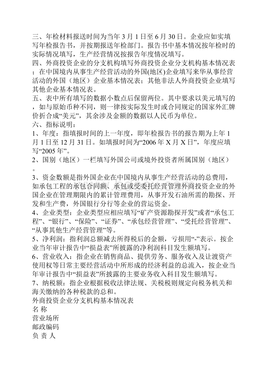 外商投资企业分支机构年检报告书最新版Word文档格式.docx_第2页