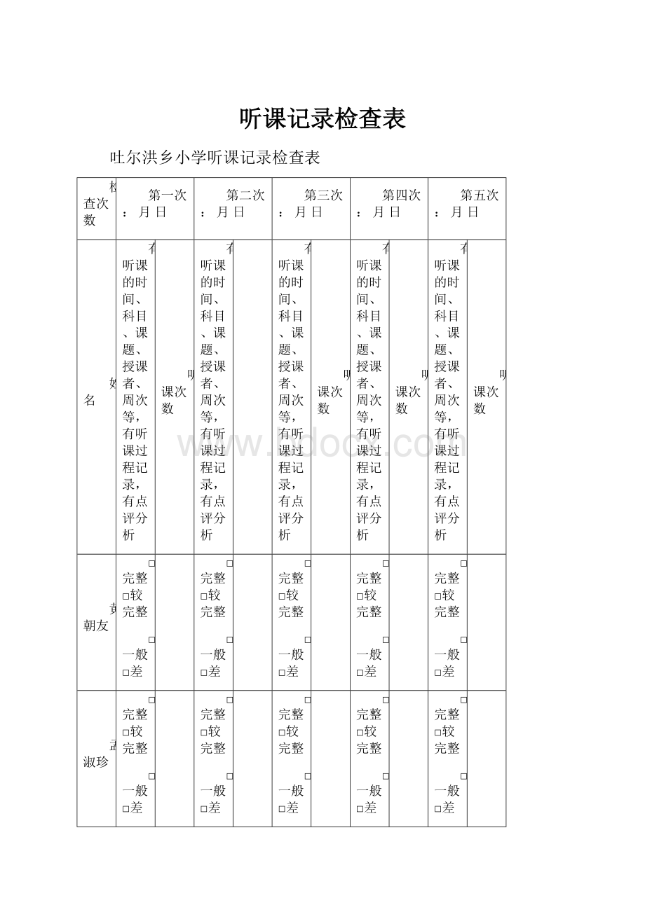 听课记录检查表.docx_第1页