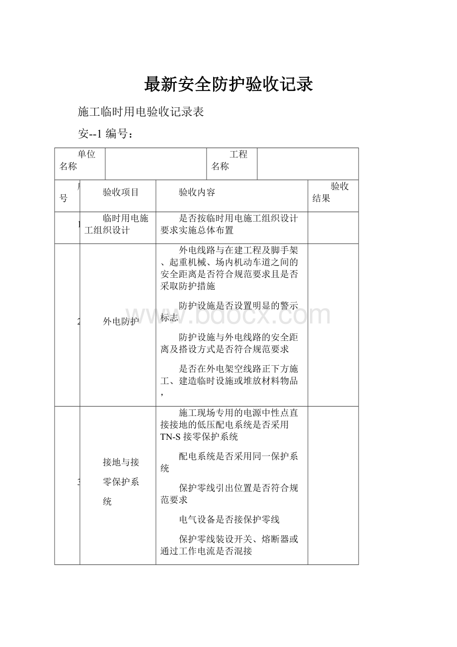 最新安全防护验收记录.docx_第1页