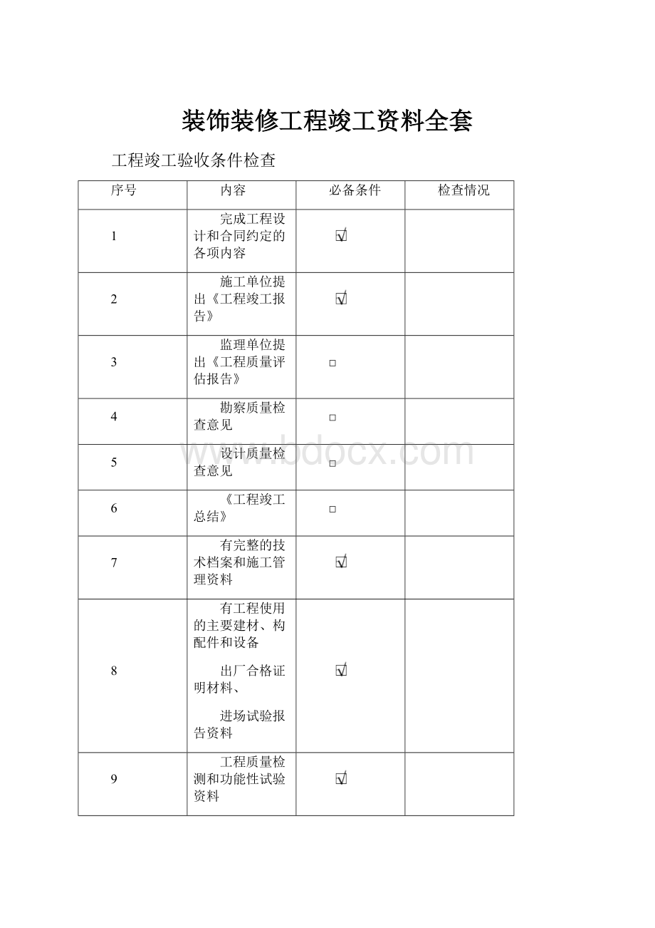 装饰装修工程竣工资料全套.docx_第1页