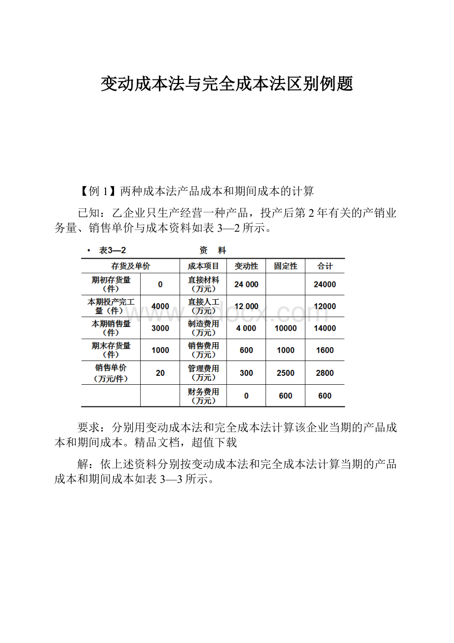 变动成本法与完全成本法区别例题.docx_第1页