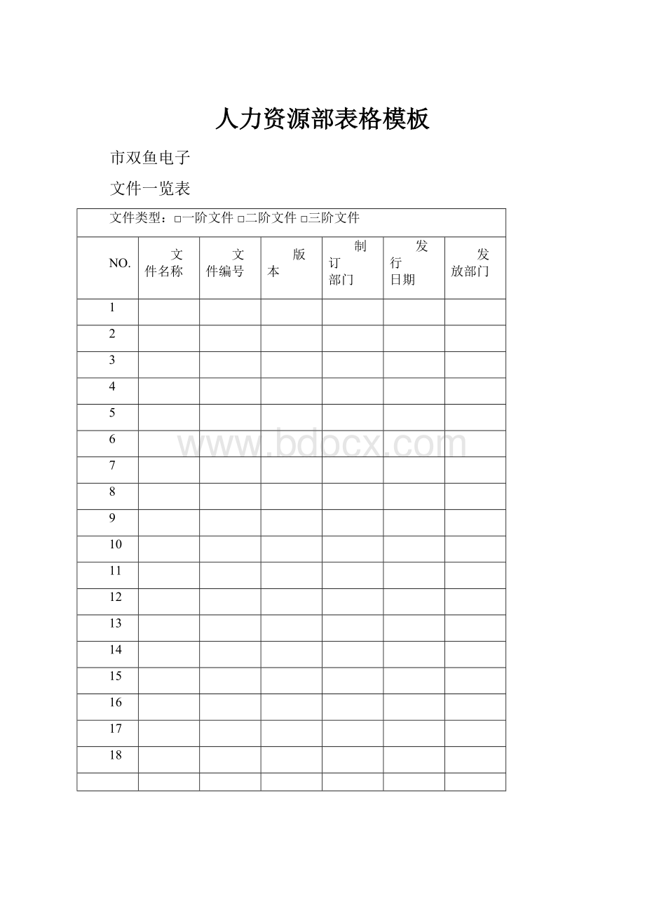 人力资源部表格模板Word格式文档下载.docx_第1页