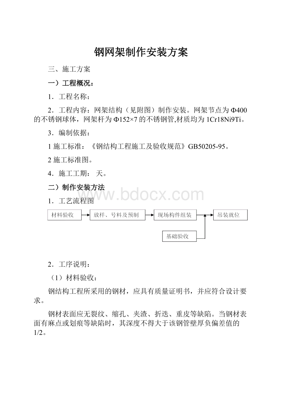 钢网架制作安装方案.docx