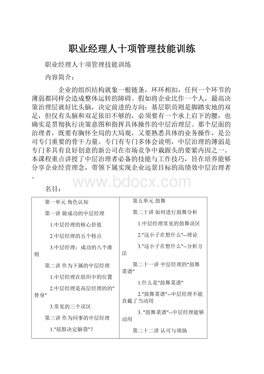 职业经理人十项管理技能训练.docx_第1页