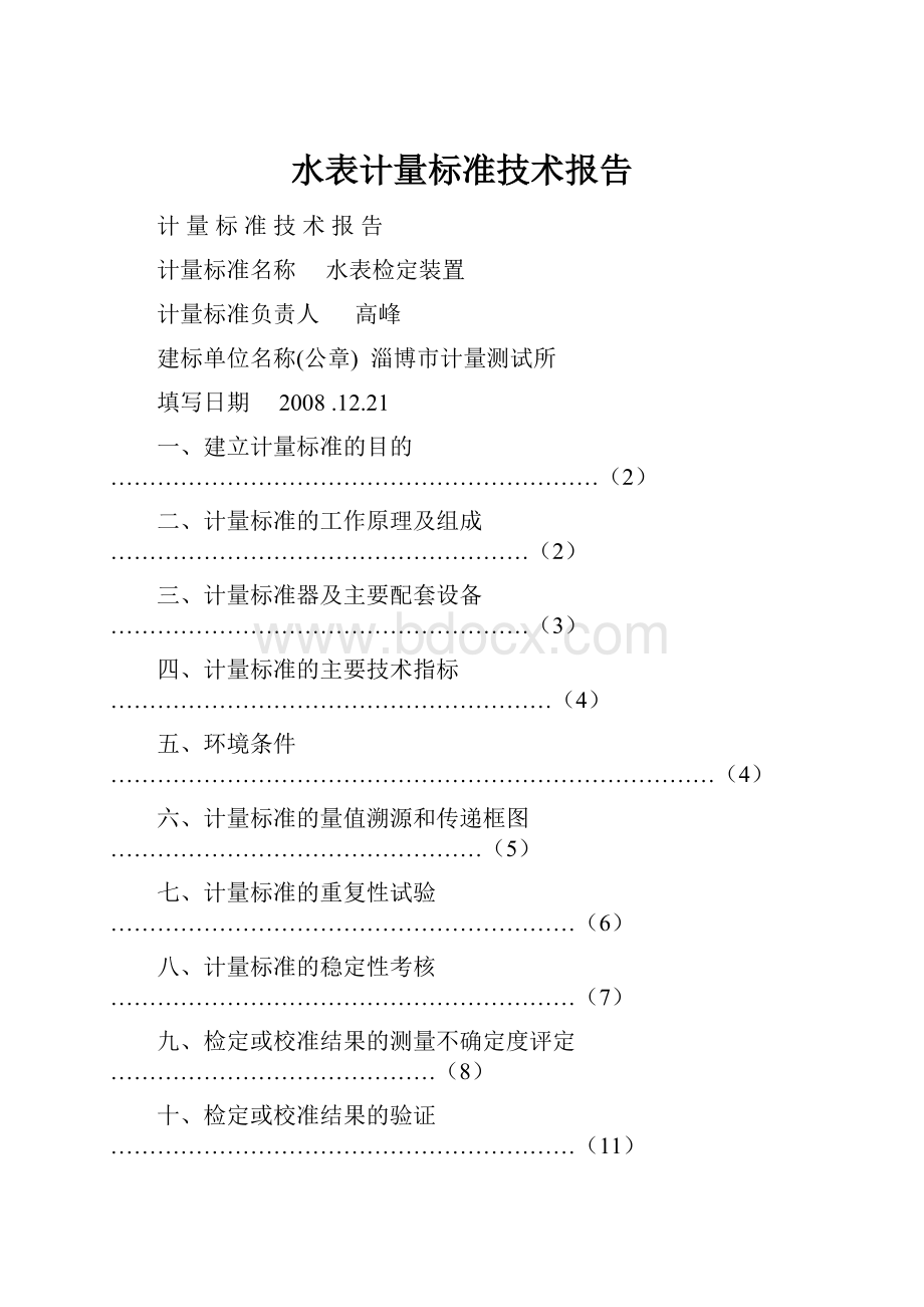 水表计量标准技术报告.docx_第1页