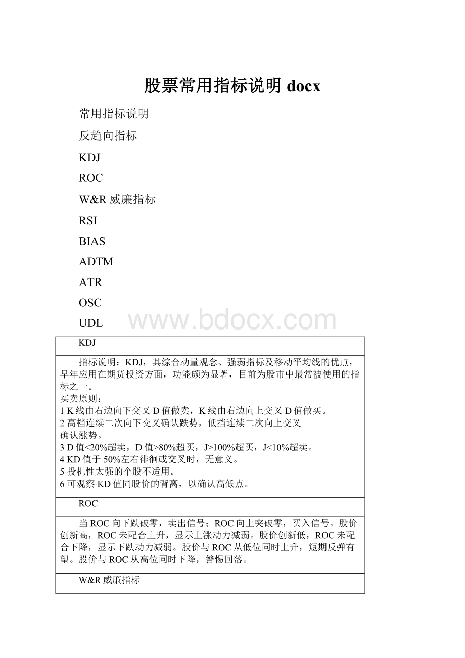 股票常用指标说明docxWord文档格式.docx_第1页