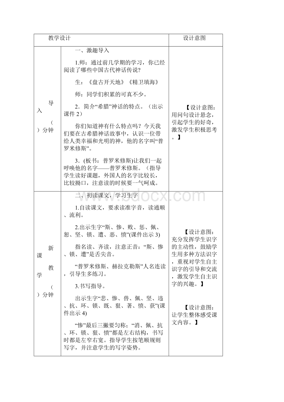 部编版秋四年级语文上册14 普罗米修斯 教案精品.docx_第2页