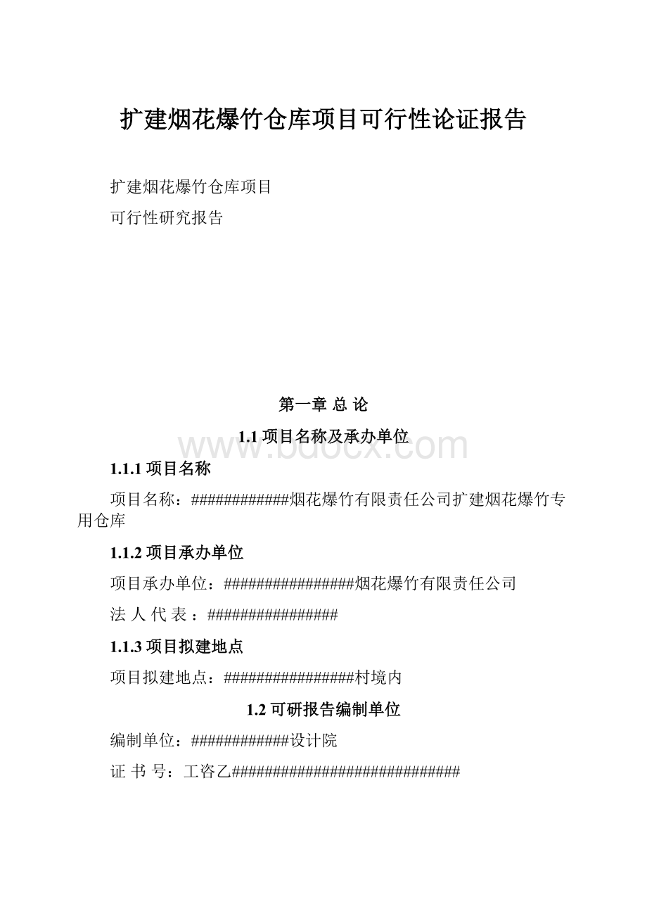 扩建烟花爆竹仓库项目可行性论证报告.docx_第1页