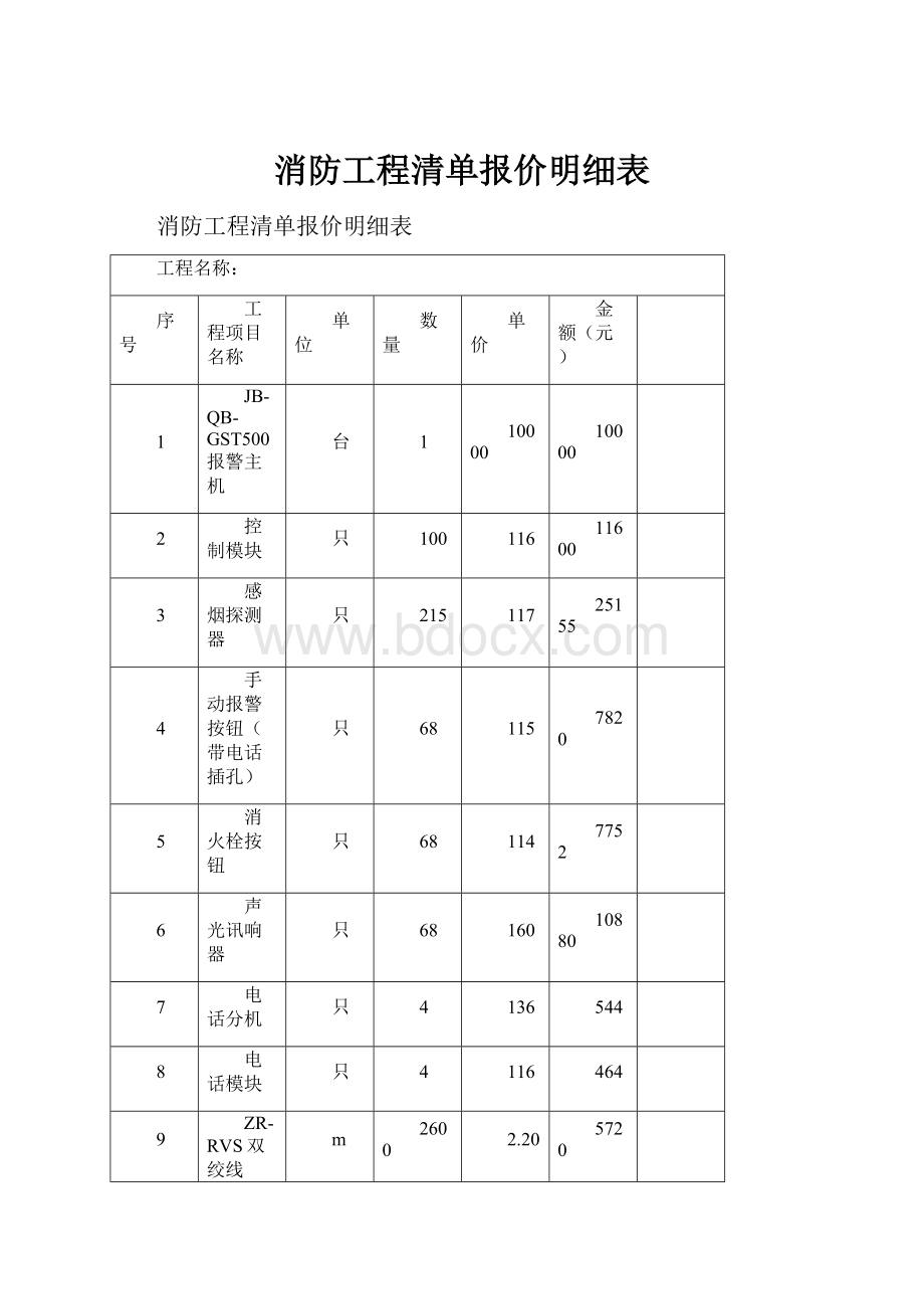 消防工程清单报价明细表.docx_第1页