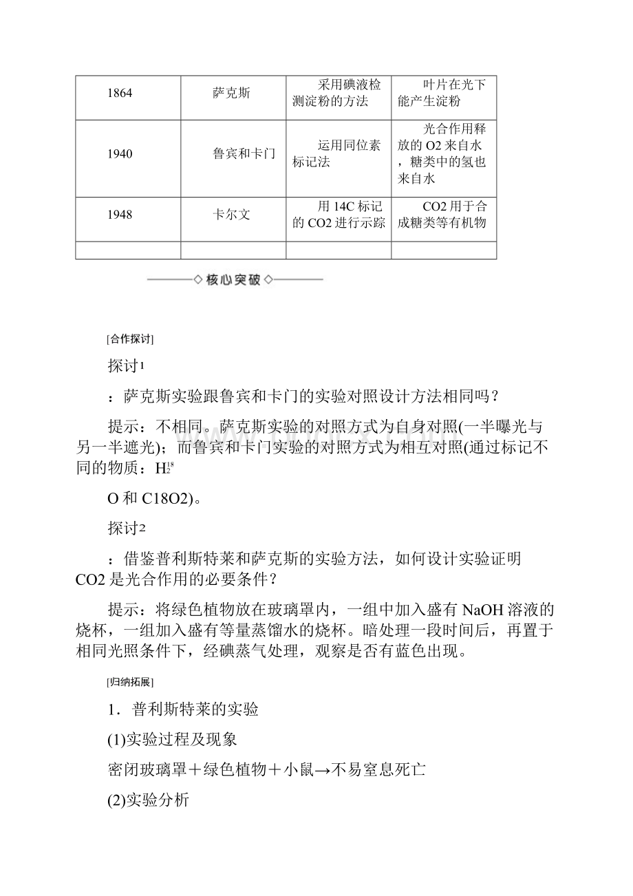 苏教版必修1 光合作用 第1课时 光合色素与光能的捕获 学案Word文档格式.docx_第2页