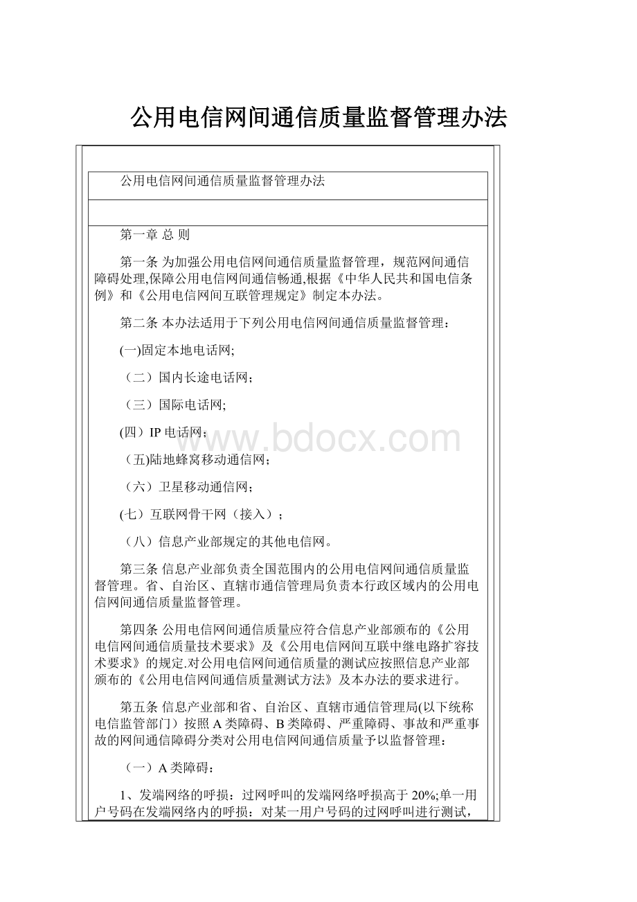 公用电信网间通信质量监督管理办法.docx_第1页