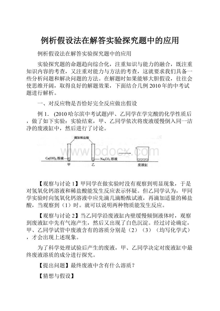 例析假设法在解答实验探究题中的应用.docx