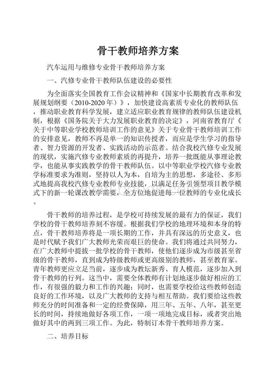 骨干教师培养方案.docx_第1页