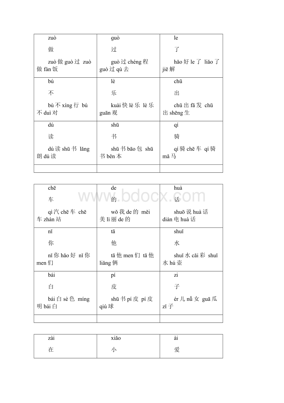 人教版一年级上册生字卡片带拼音组词可打印.docx_第2页