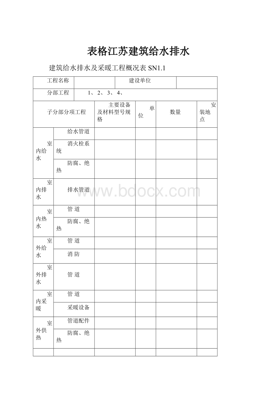 表格江苏建筑给水排水.docx