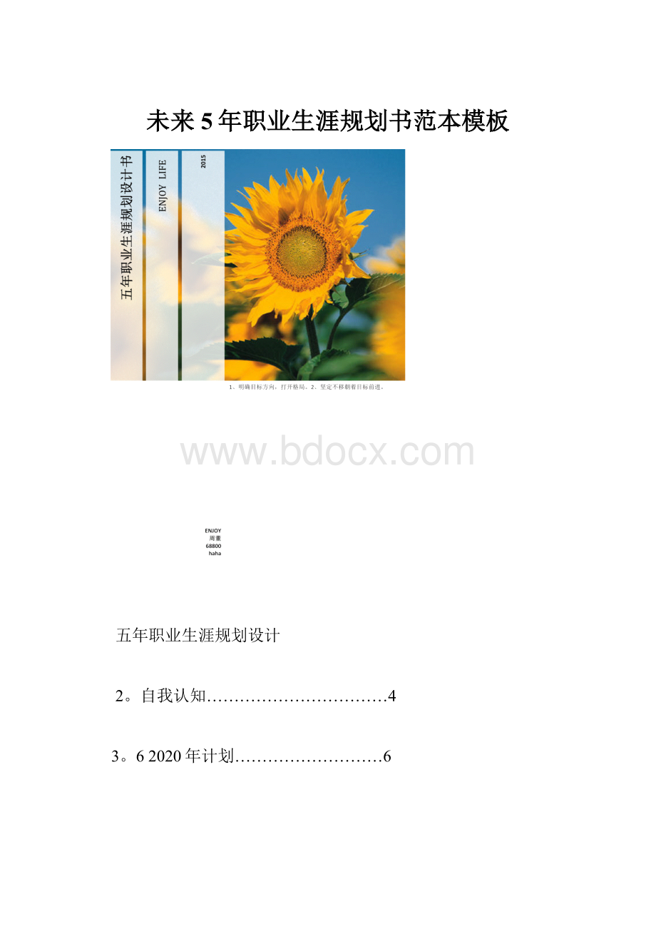 未来5年职业生涯规划书范本模板.docx_第1页