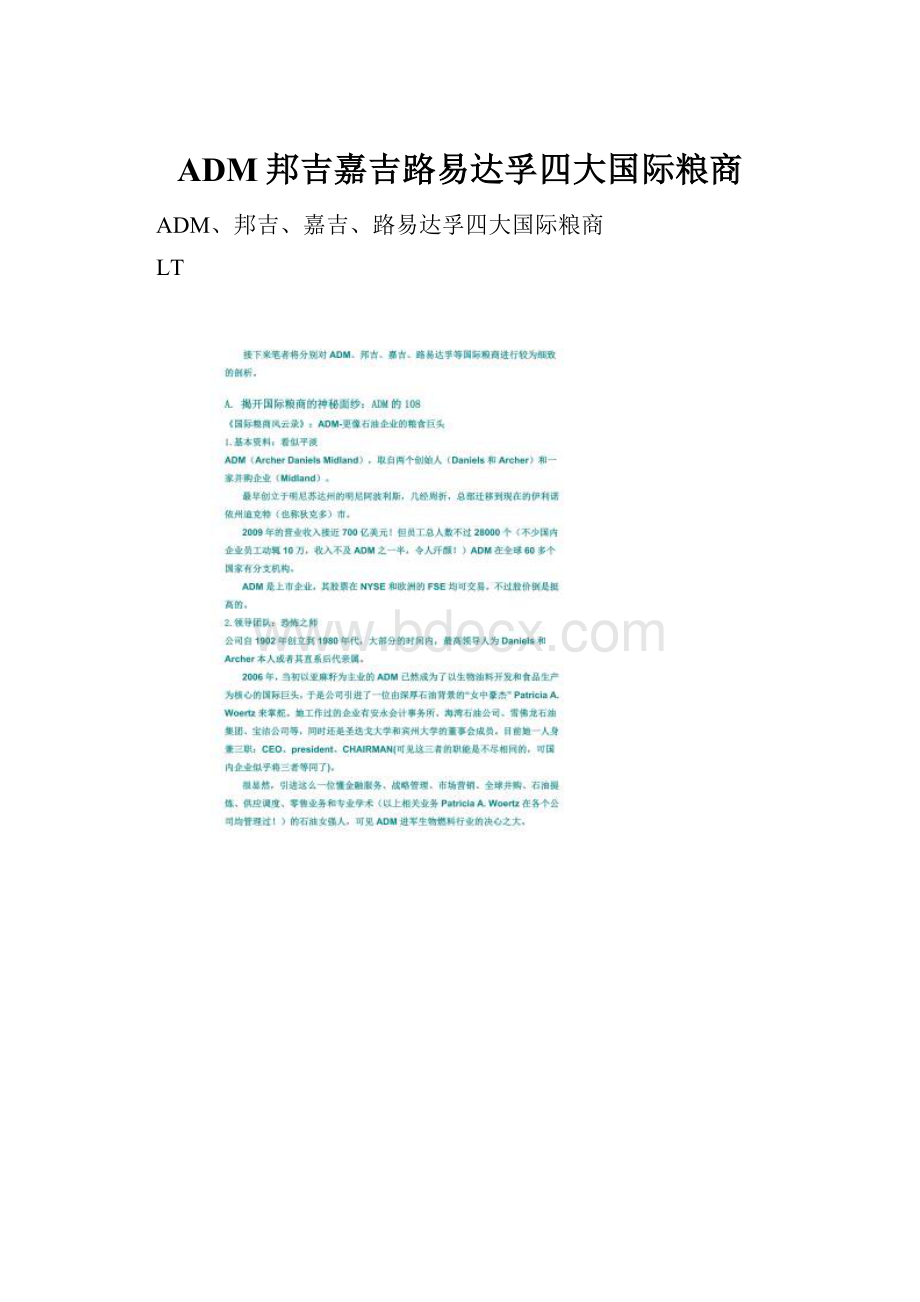 ADM邦吉嘉吉路易达孚四大国际粮商.docx