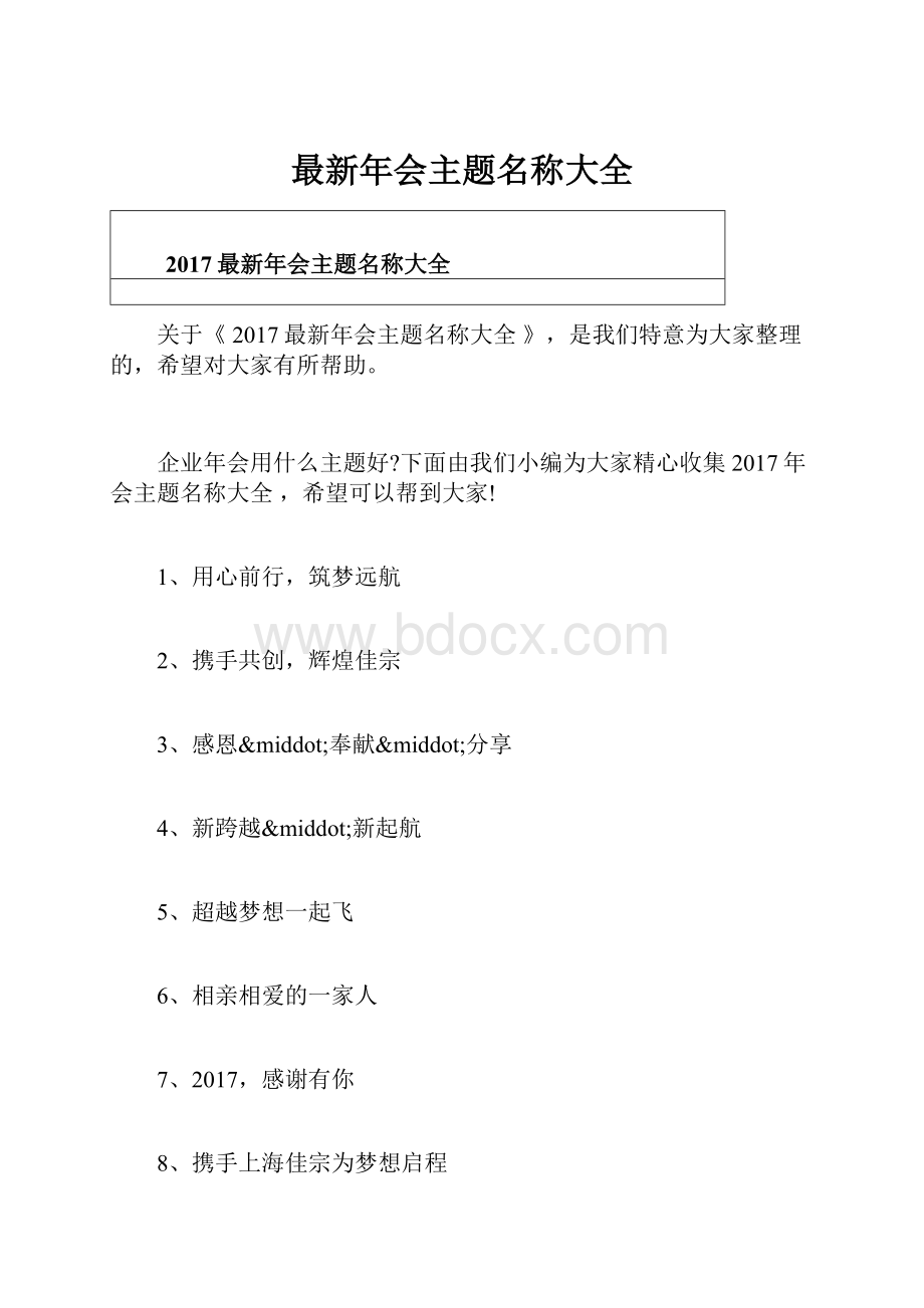 最新年会主题名称大全.docx_第1页