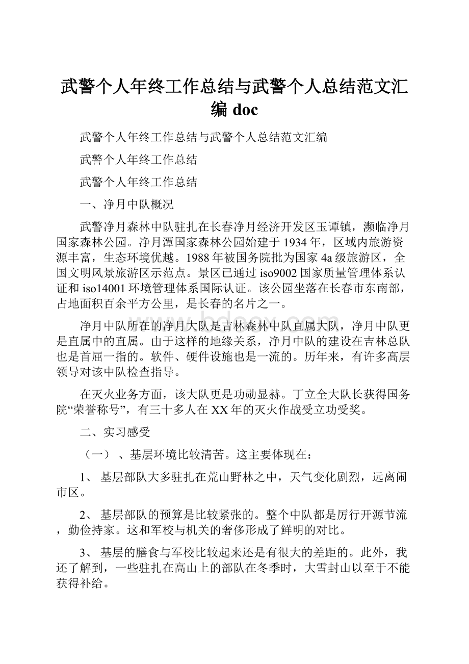 武警个人年终工作总结与武警个人总结范文汇编doc.docx