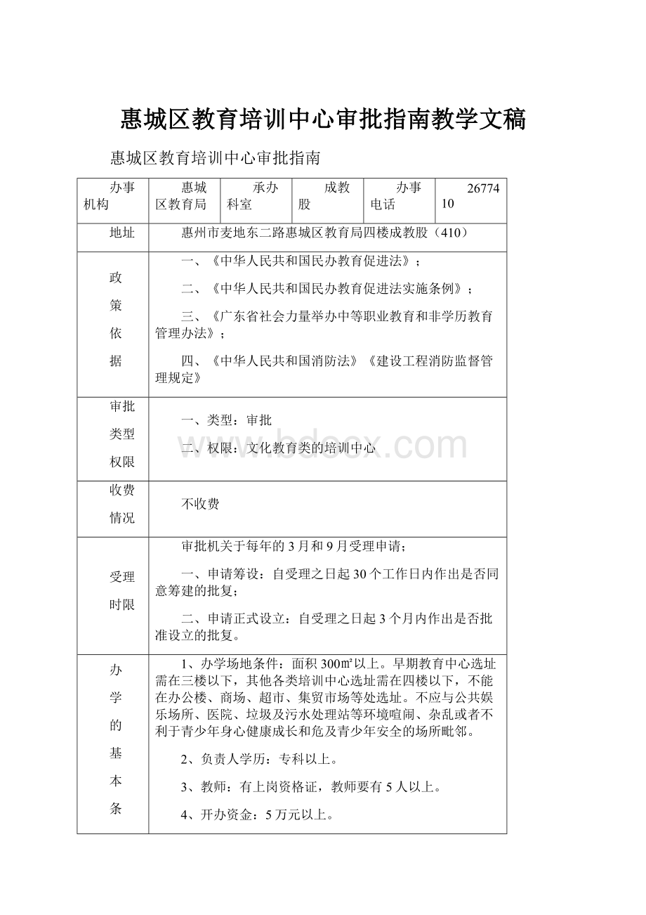 惠城区教育培训中心审批指南教学文稿.docx_第1页