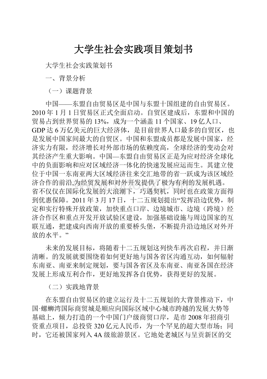 大学生社会实践项目策划书Word格式文档下载.docx