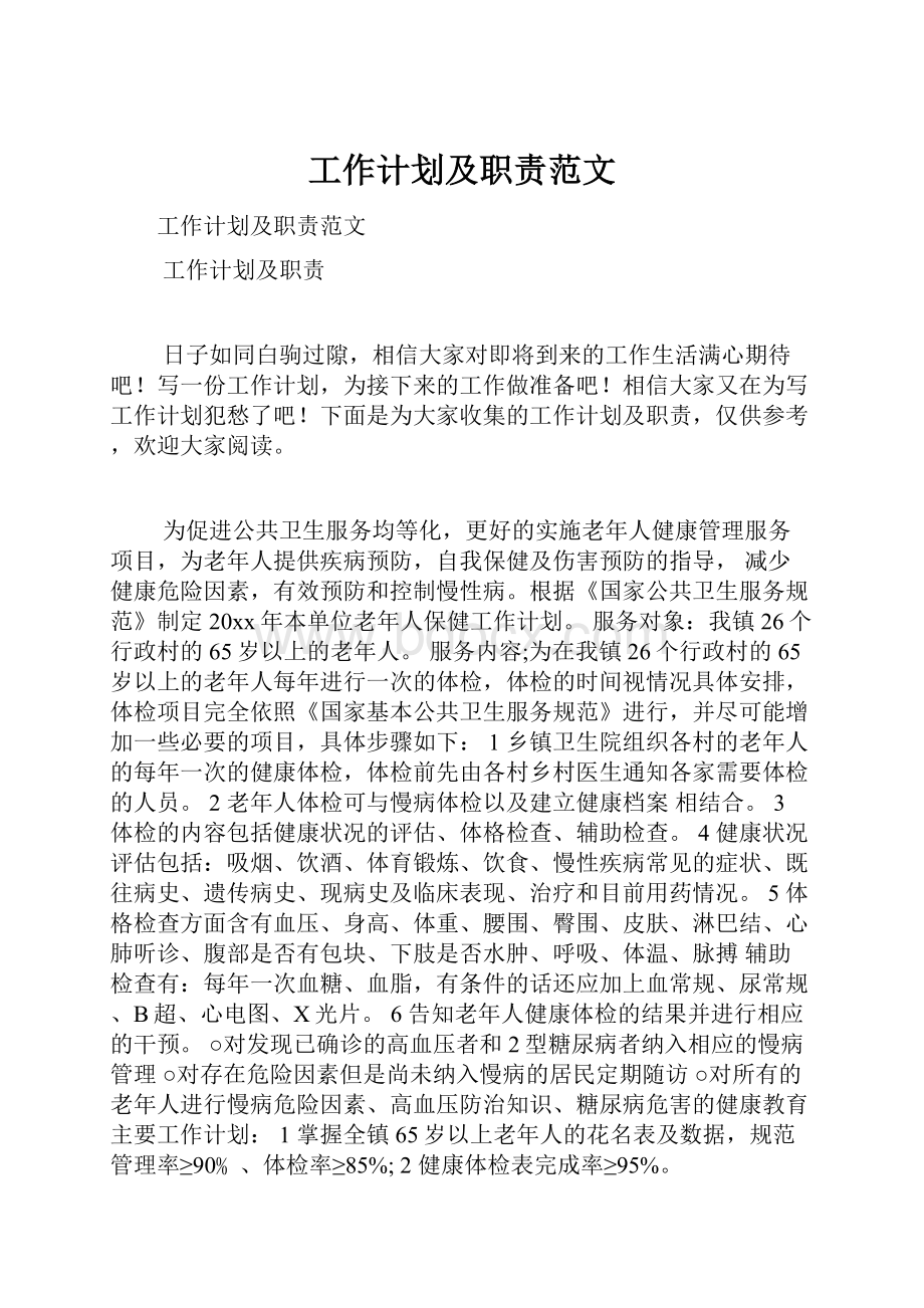 工作计划及职责范文.docx