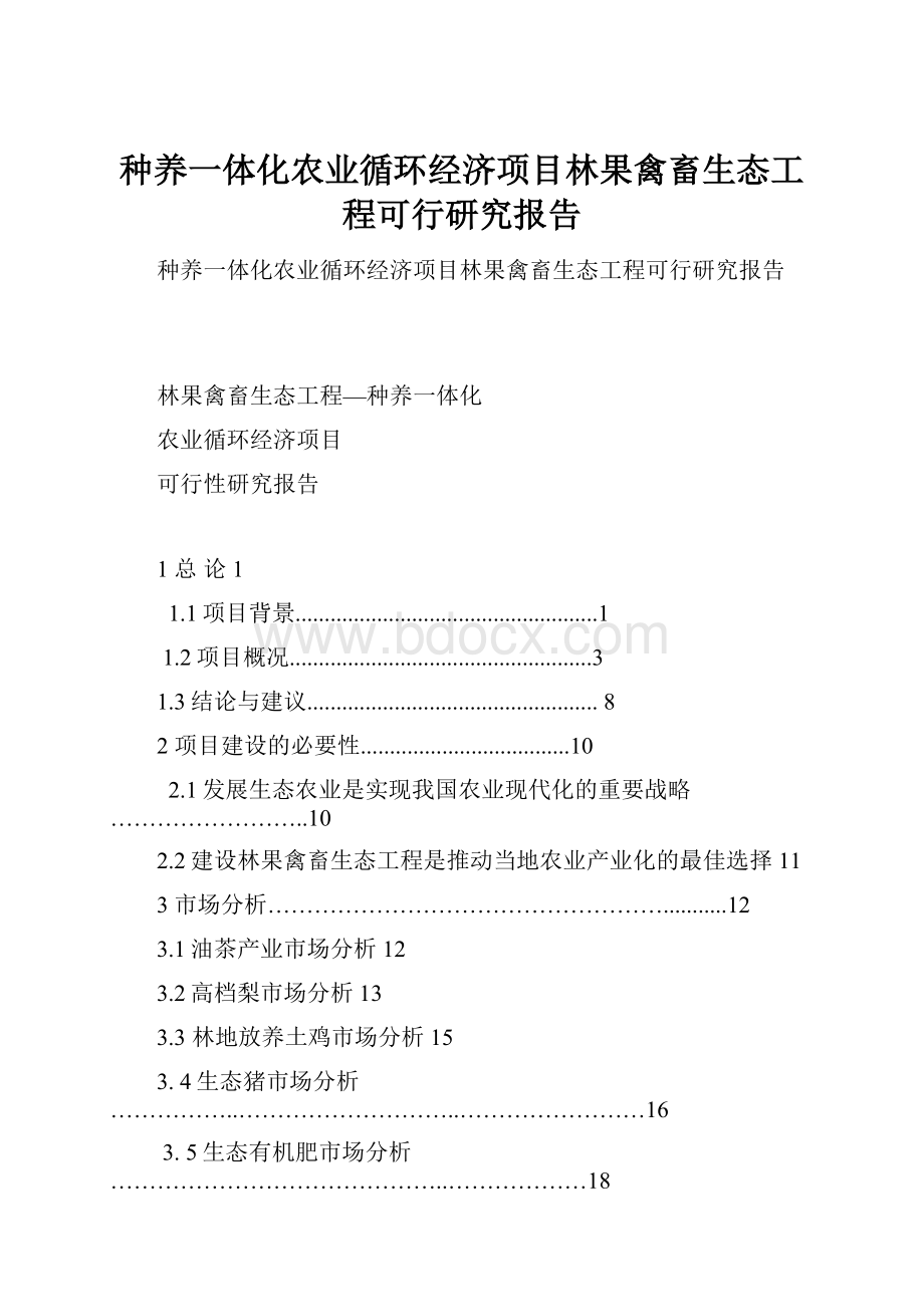 种养一体化农业循环经济项目林果禽畜生态工程可行研究报告.docx_第1页