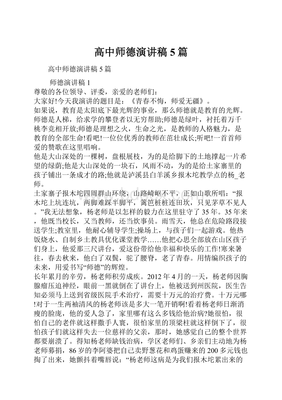 高中师德演讲稿5篇.docx