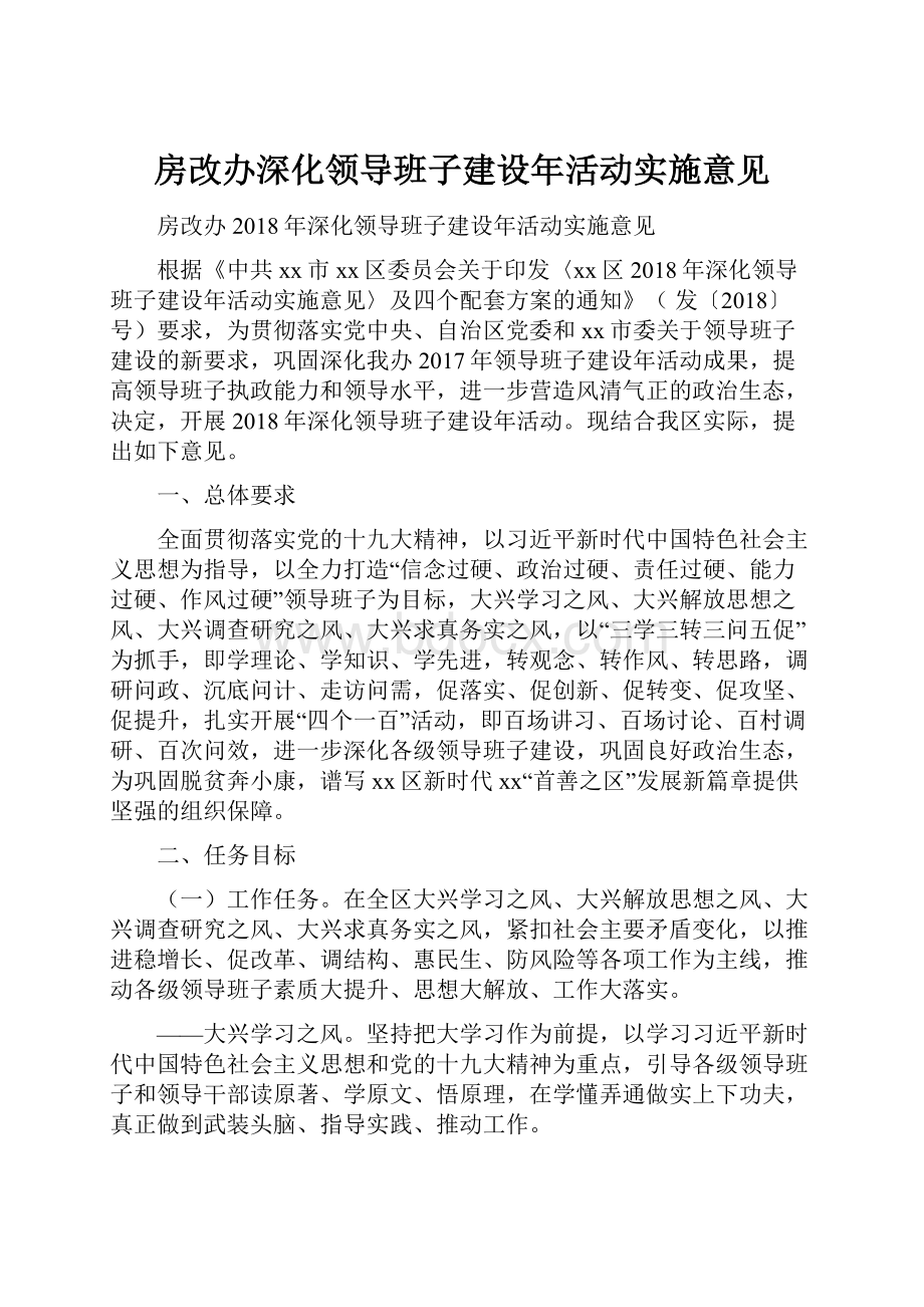 房改办深化领导班子建设年活动实施意见.docx