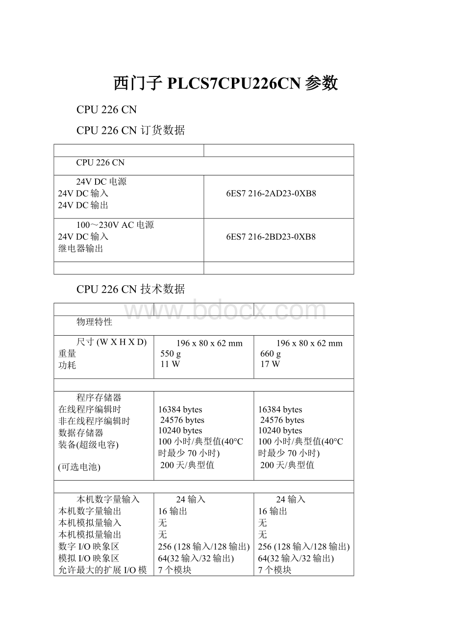 西门子PLCS7CPU226CN参数.docx_第1页