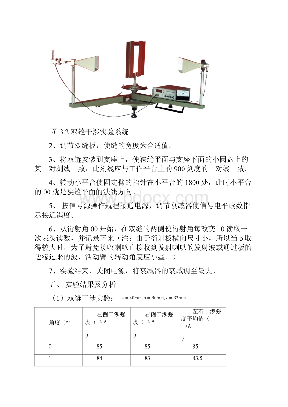 电磁场与微波测量实验实验三双缝干涉实验.docx_第3页