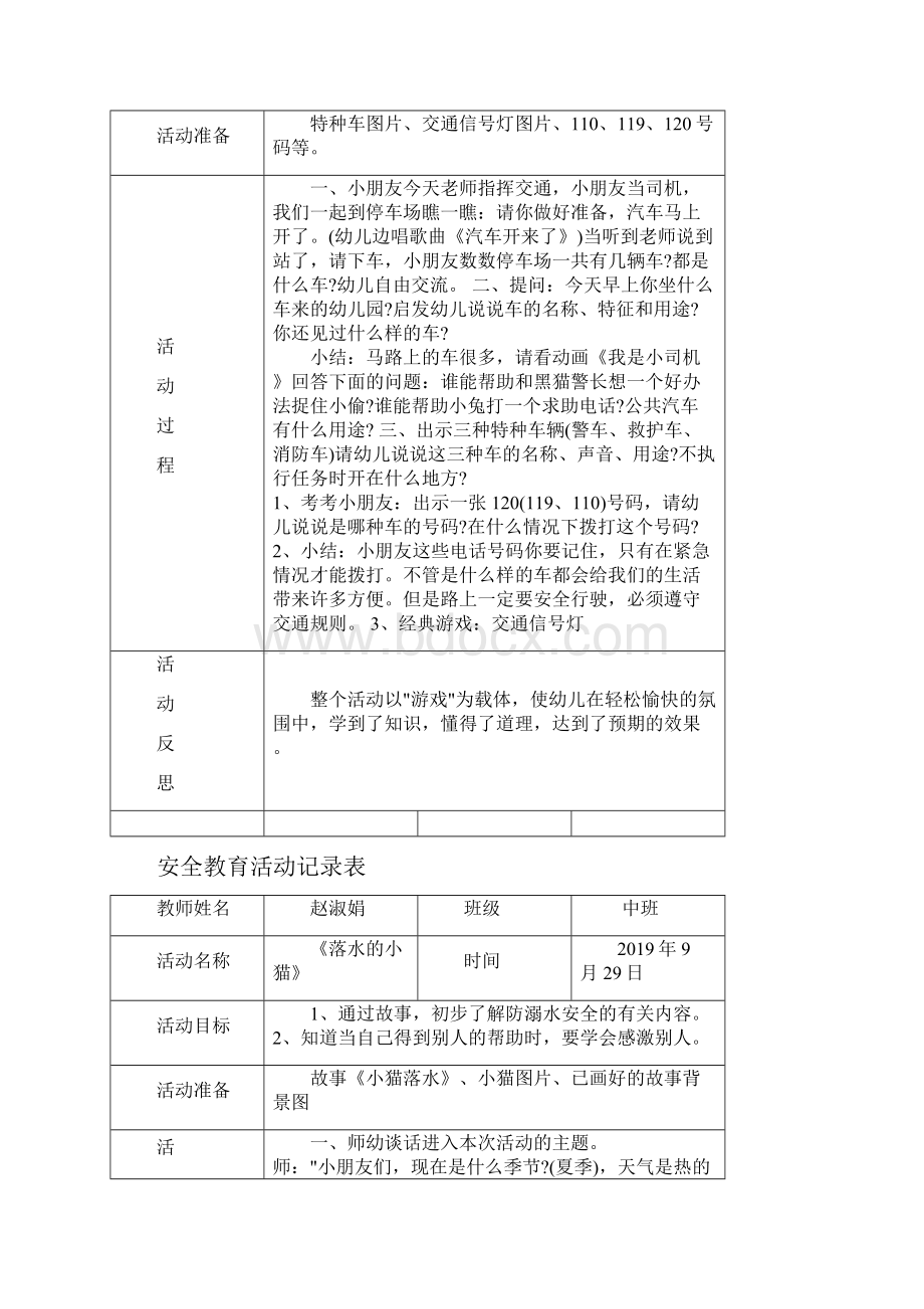 12中班安全教育活动记录表.docx_第3页