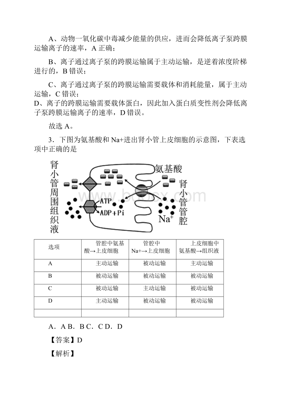 专题03 物质的输入与输出高考生物考点黄金30题解析版.docx_第2页