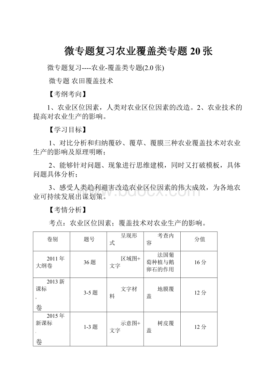 微专题复习农业覆盖类专题20张.docx_第1页