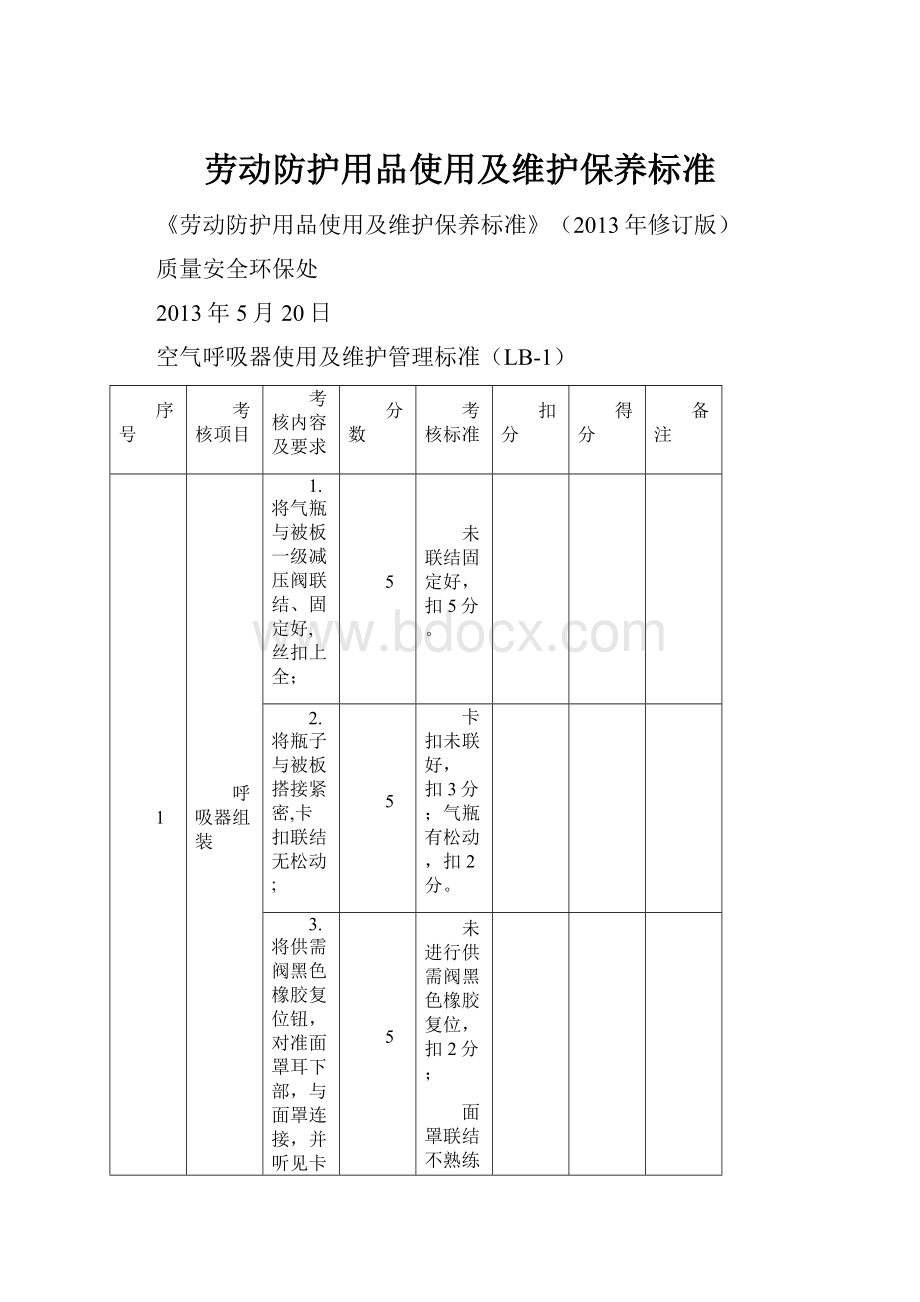 劳动防护用品使用及维护保养标准.docx