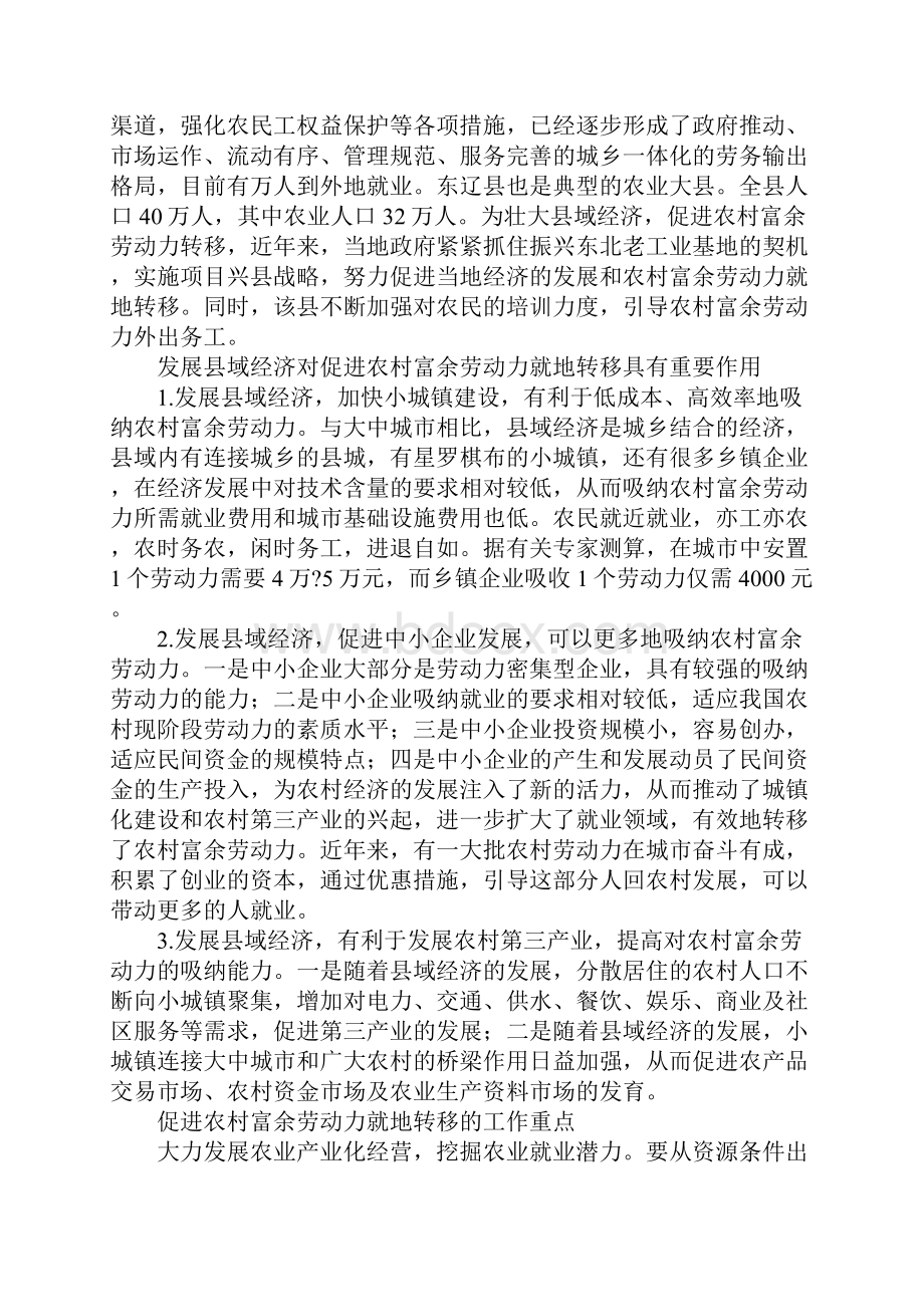 知识学习县域经济发展和农村富余劳动力就地转移的调研报告Word文档格式.docx_第2页