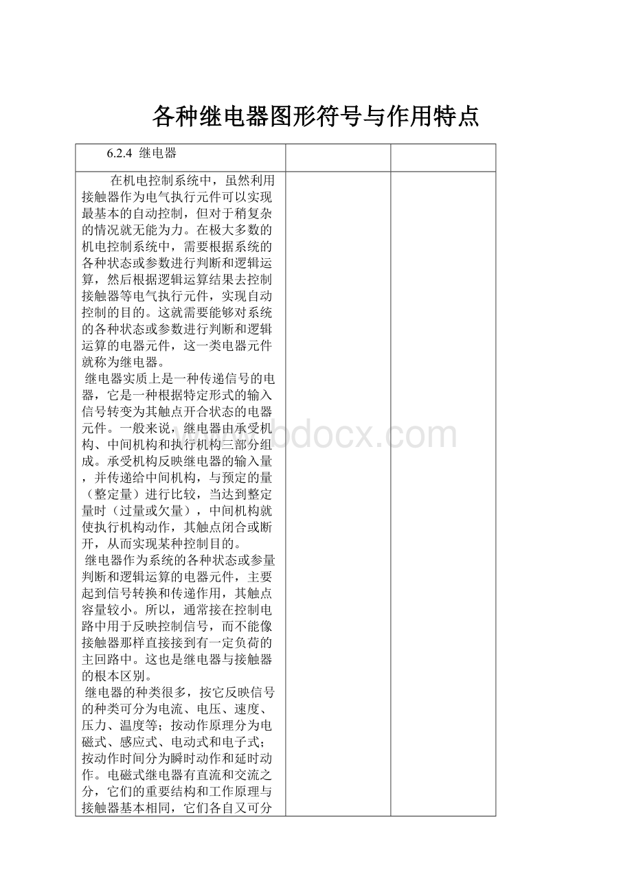 各种继电器图形符号与作用特点Word下载.docx_第1页