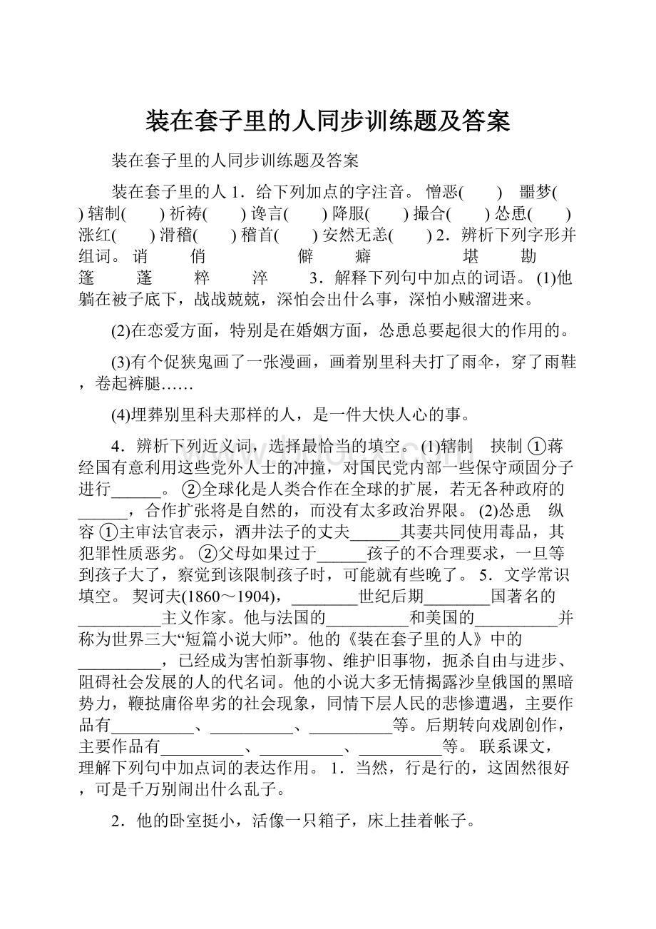 装在套子里的人同步训练题及答案Word格式.docx_第1页