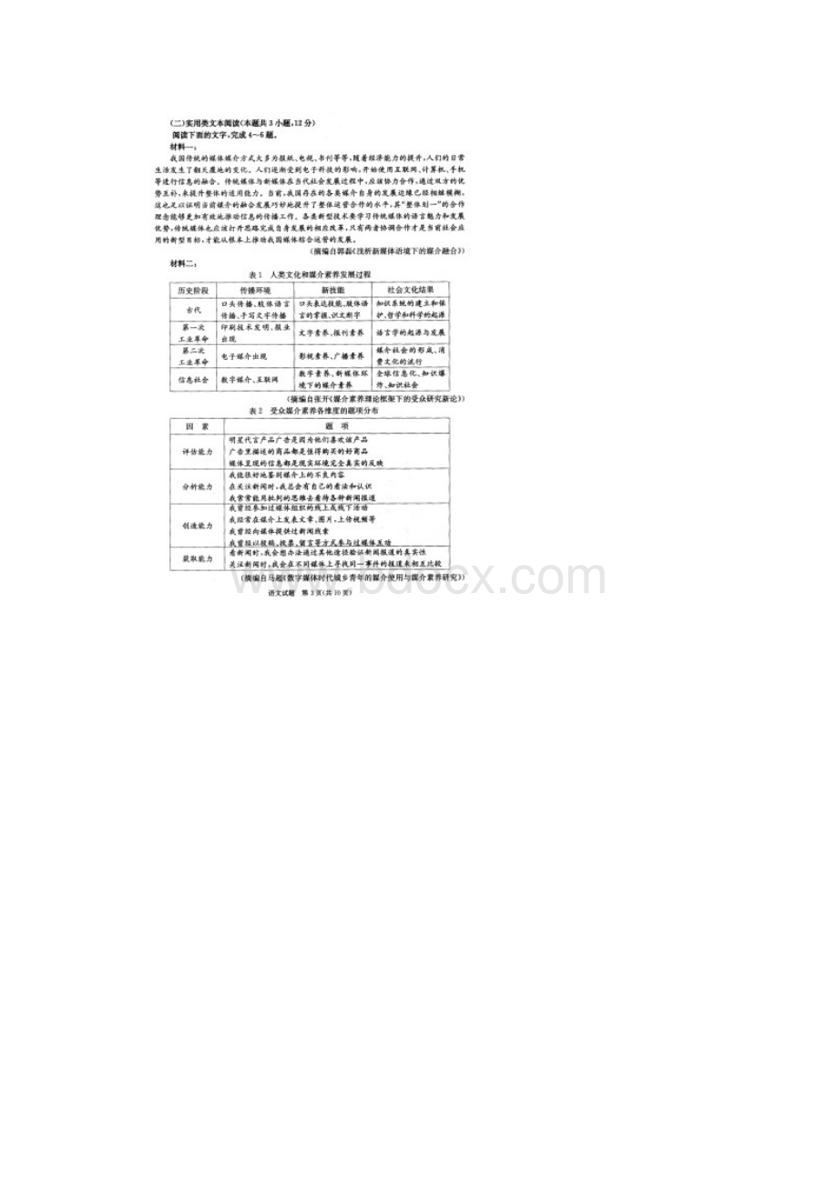 安徽省合肥市届高三语文调研性检测零模试题扫描版Word格式文档下载.docx_第3页