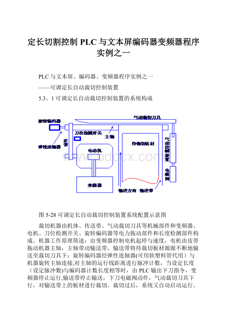 定长切割控制PLC与文本屏编码器变频器程序实例之一.docx