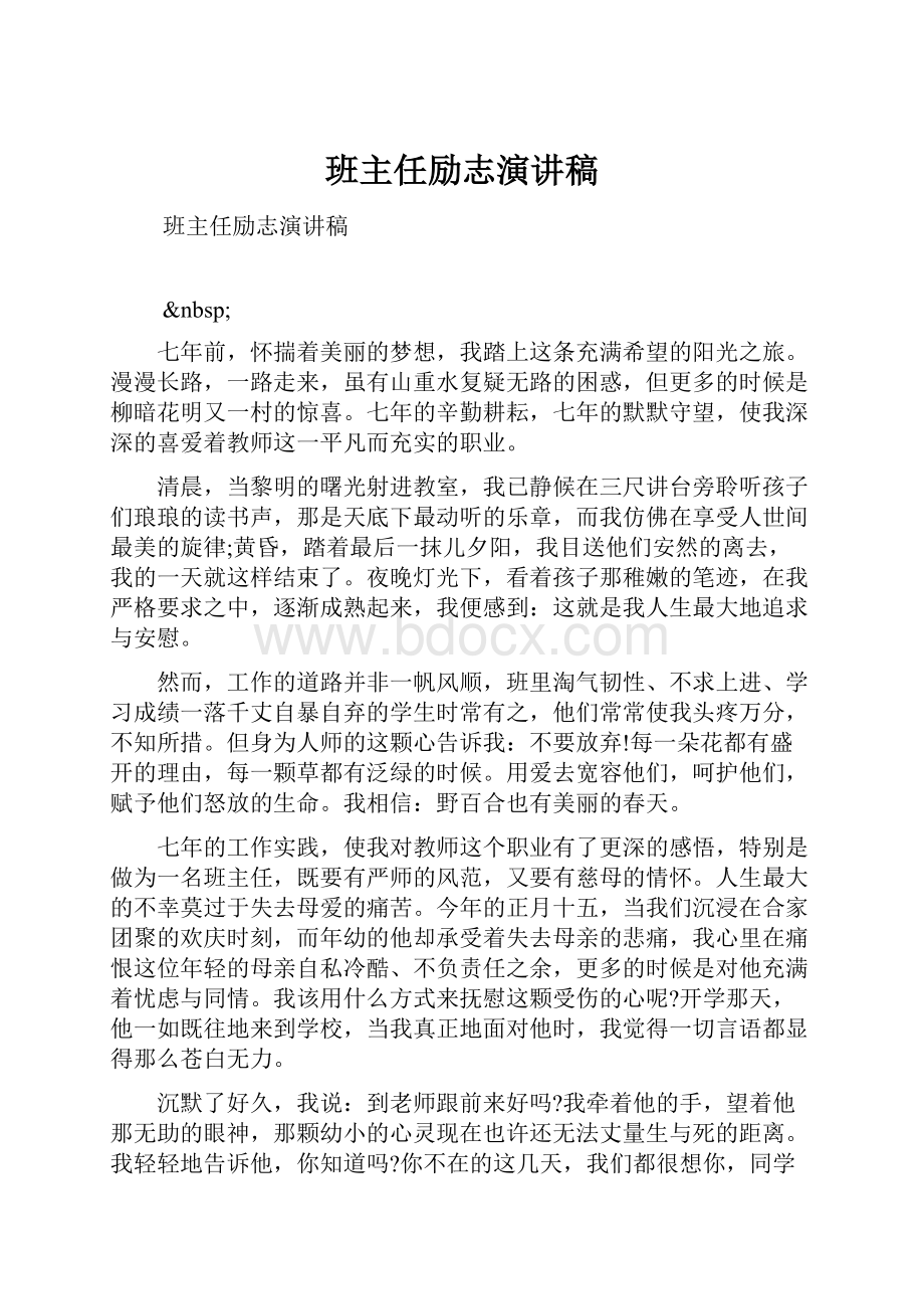 班主任励志演讲稿.docx