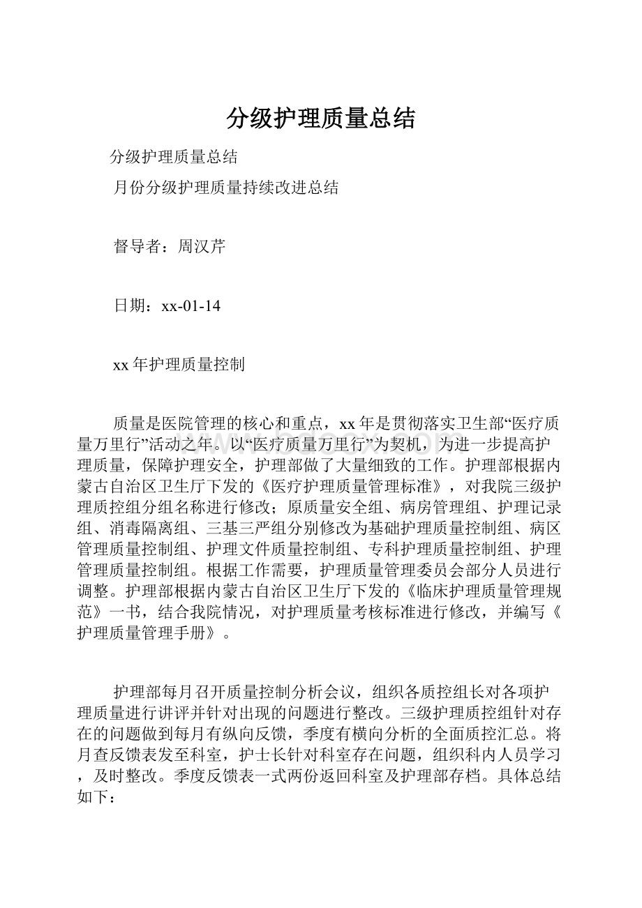 分级护理质量总结Word文件下载.docx