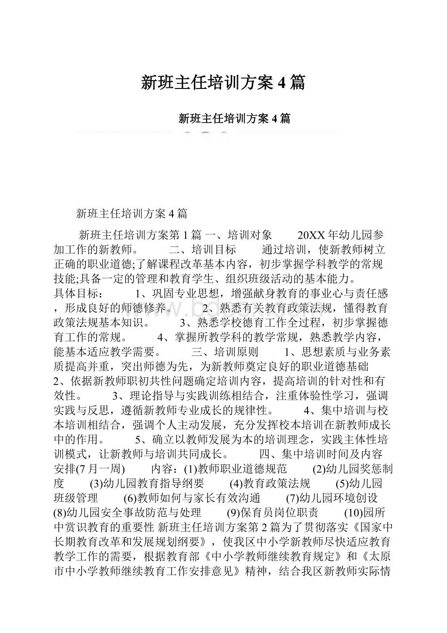 新班主任培训方案4篇.docx