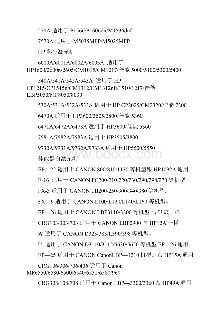 打印机硒鼓通用型号统计表.docx_第2页