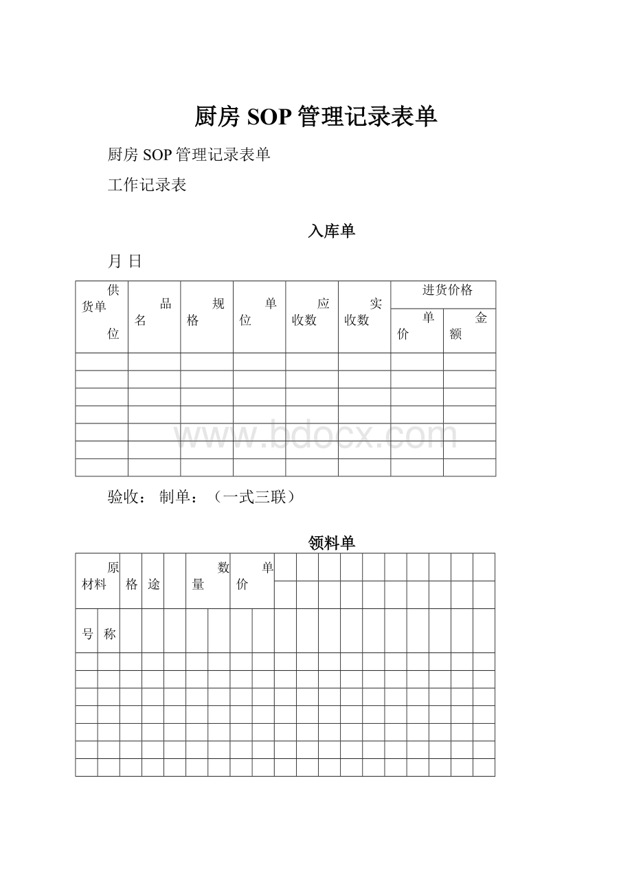 厨房SOP管理记录表单.docx_第1页