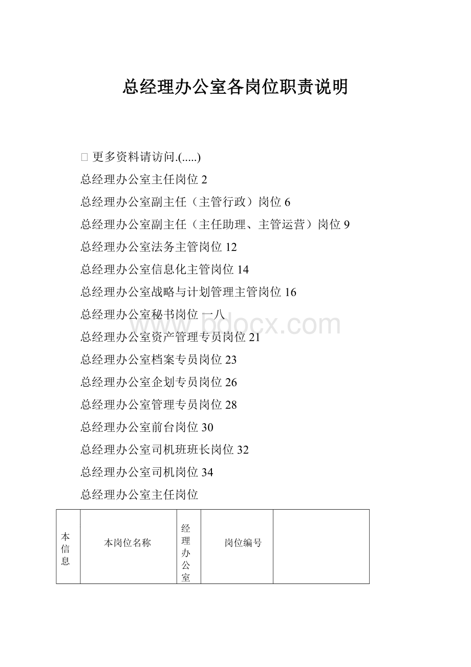 总经理办公室各岗位职责说明.docx_第1页