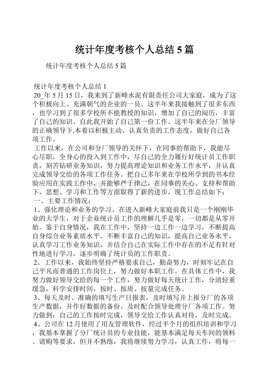 统计年度考核个人总结5篇.docx