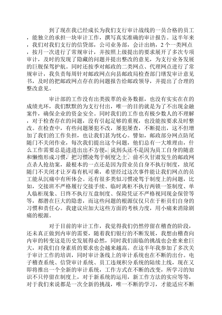 银行审计人员个人工作总结Word下载.docx_第2页