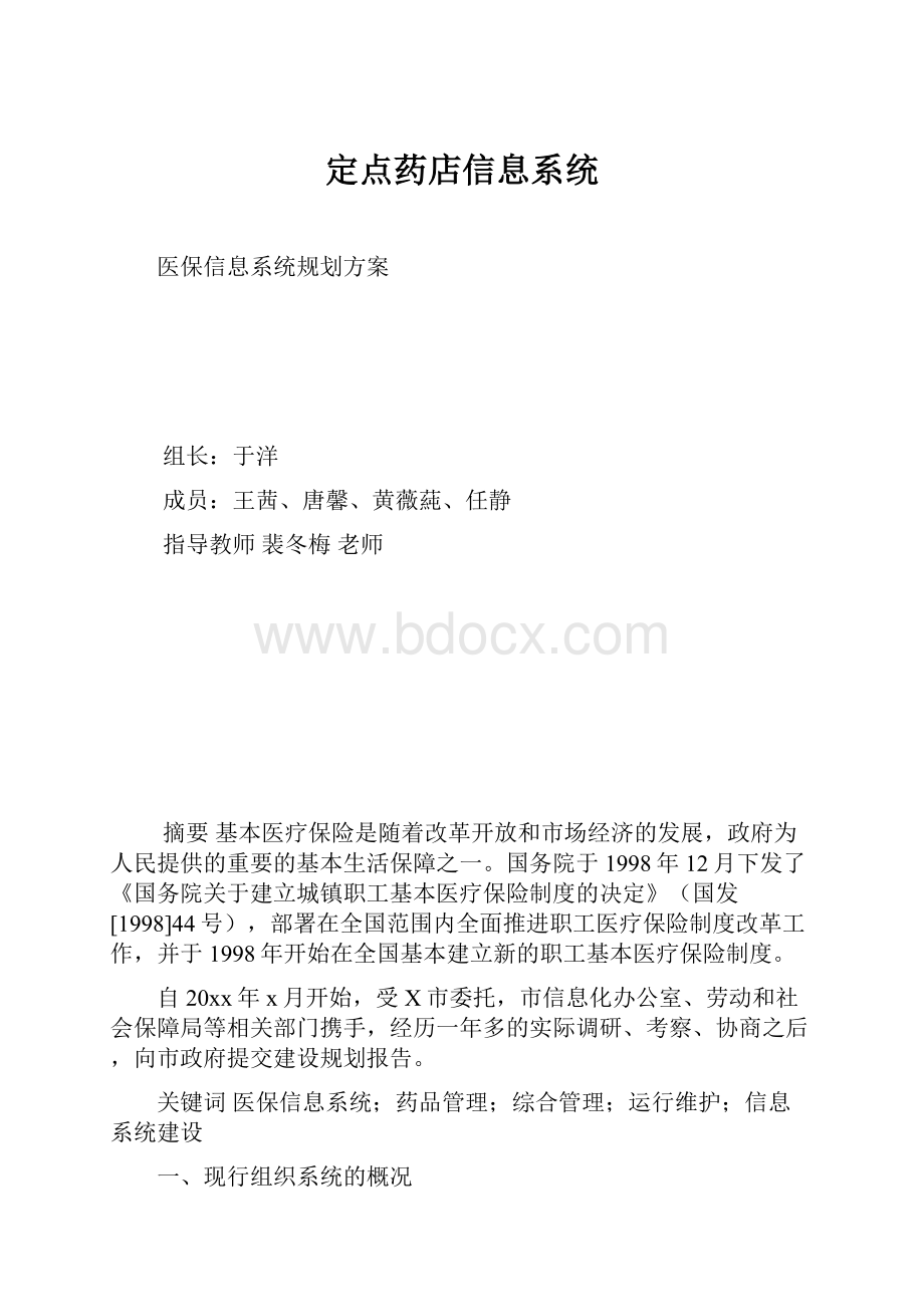 定点药店信息系统文档格式.docx